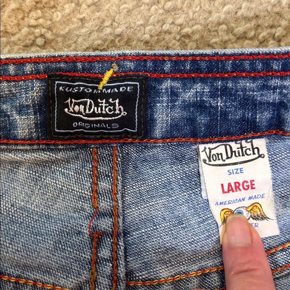 Von Dutch vintage Blue Denim mini super short Skirt - Picture 3 of 6